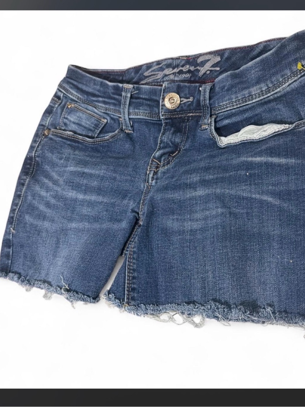 Dark Blue Denim Mini Skirt with Raw Hem